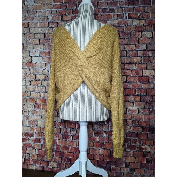 Dee Elly Twist Front Cropped Sweater Womens C Caramel Brown Long Sleeve - Picture 4 of 6